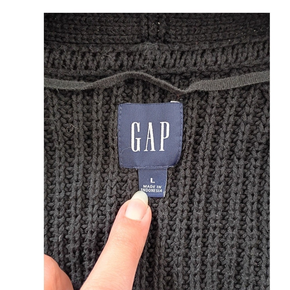 GAP 100% Cotton True Black L Longline Shawl Collar Cardigan Sweater Minimalist - Picture 5 of 8